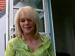 Blonde swiss milf in stockings make handjob