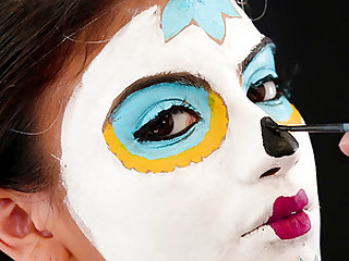 Michelle Martinez is a babe with a painted face who wants to fuck